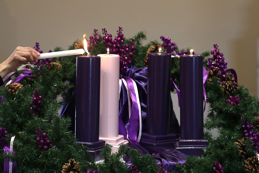 The Advent season began this year Dec. 1, 2024, with the lighting of the Advent wreath as the central symbolic rite of spiritual preparation for Christmas. Purple is the color of penitence and humility. The rose colored candle, lit the Third Week of Advent, represents a hopeful look toward Christ's coming. (OSV News photo/Bob Roller)