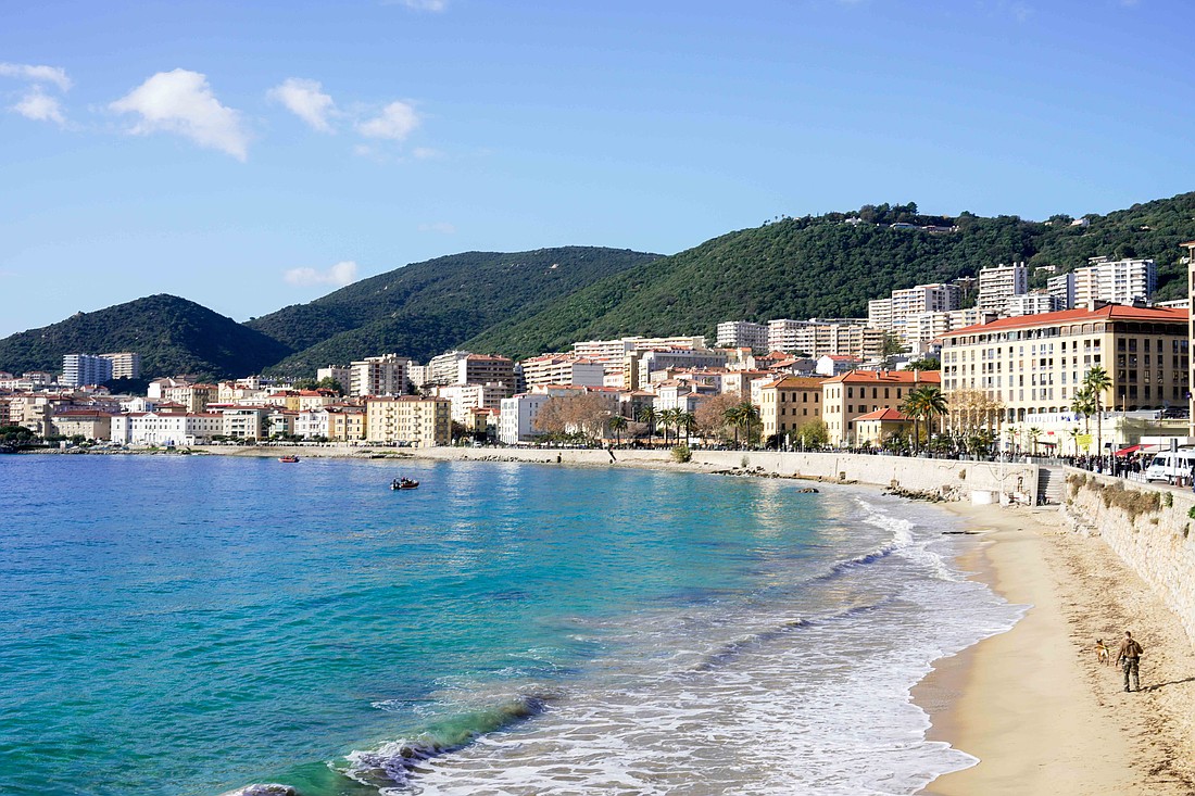 The coastal city of Ajaccio, France, is seen during Pope Francis' one-day visit to the island of Corsica Dec. 15, 2024. (CNS photo/Lola Gomez)