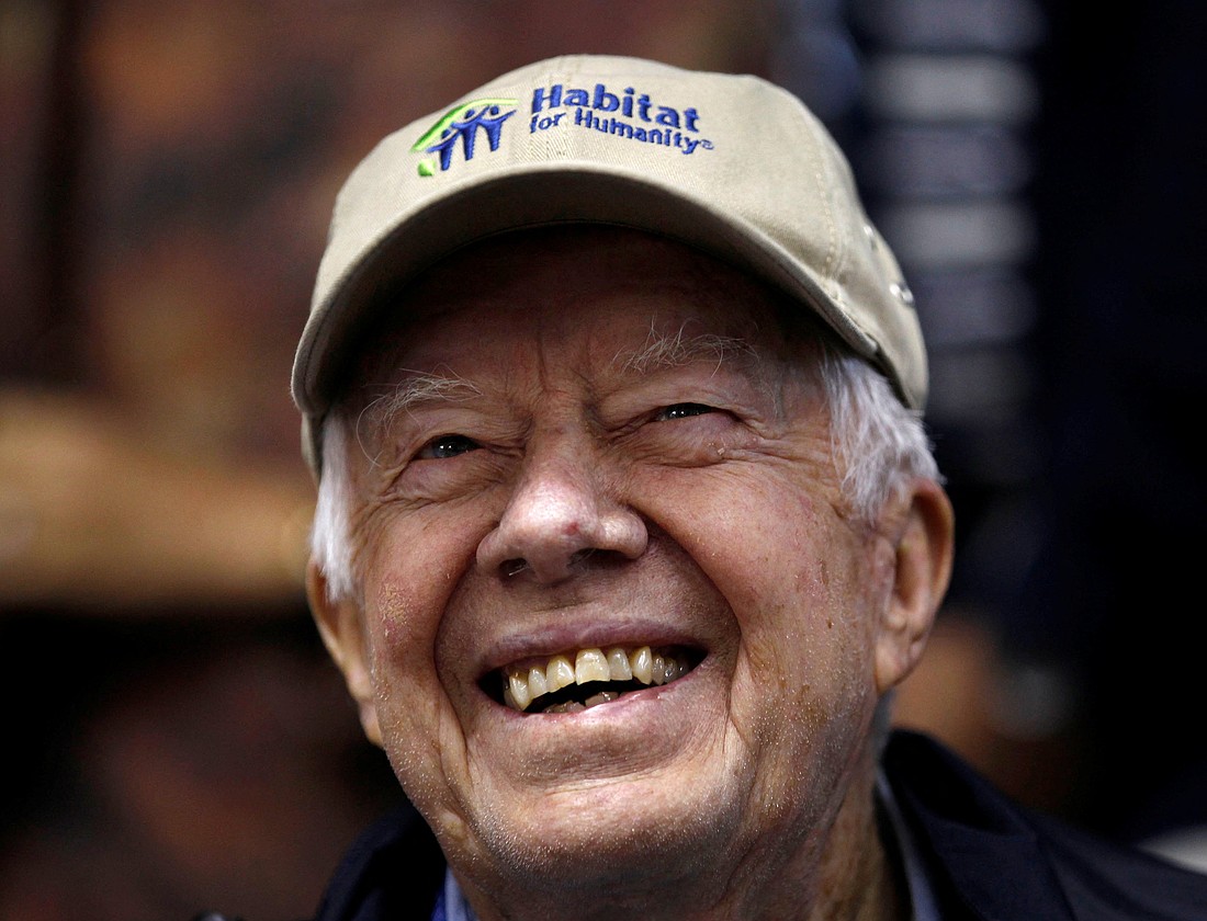 Former U.S. President Jimmy Carter attends a Habitat for Humanity home building site in the Ivy City neighborhood of Washington Oct. 4, 2010. He died Dec. 29, 2024, at age 100. (OSV News photo/Larry Downing, Reuters)