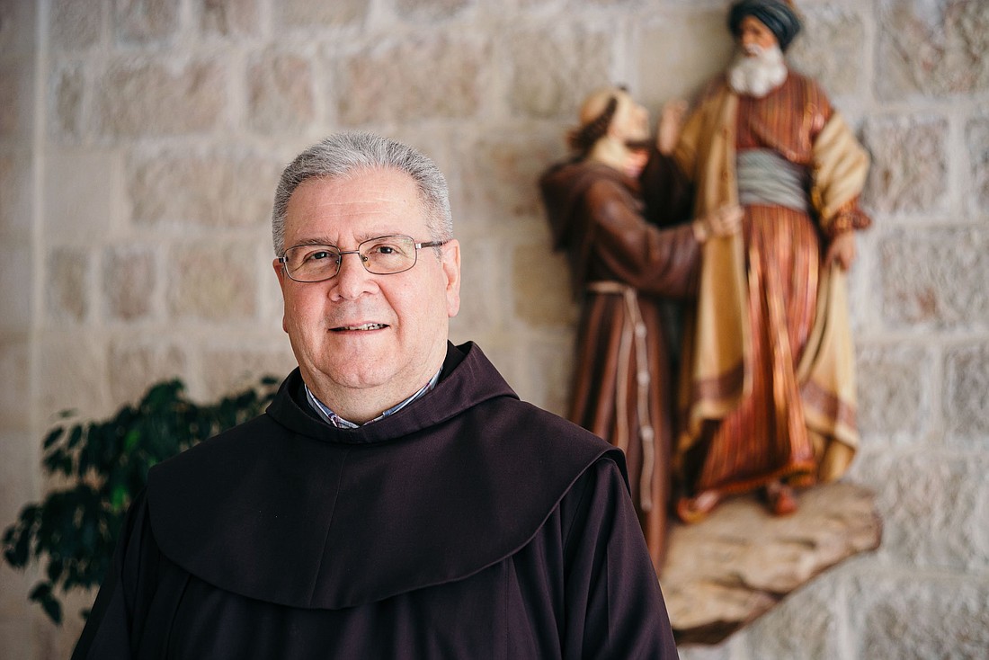 Father Francesco Patton, the custos of the Holy Land, is seen in a Dec. 28, 2024 in the Franciscan Curia in Jerusalem. He has a unique perspective on the plight of Christians in the region. As head of the Franciscan Custody of the Holy Land -- which has been entrusted with safeguarding the holy sites of Christianity for over 800 years -- Father Patton has been a steadfast advocate for peace and mutual respect among different religious and ethnic communities. (OSV News photo/Matthew Lomanno)