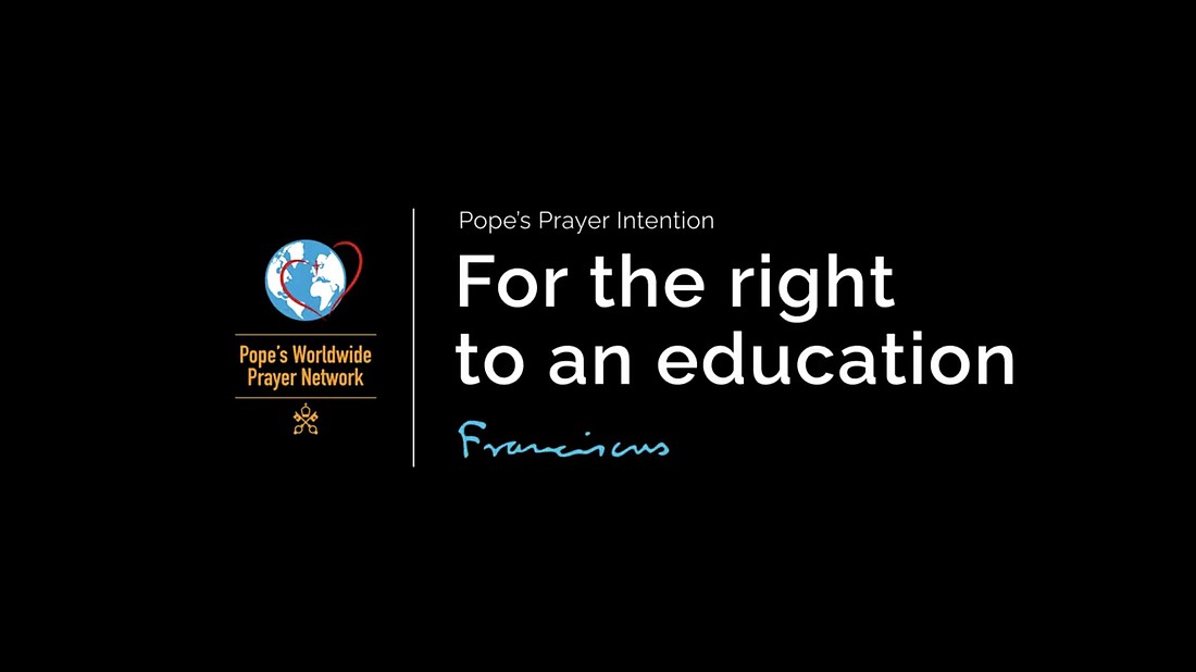 Pope Francis' prayer intention for the month of January, "For the right to an education," is seen in the title card of a video presenting the intention published Jan. 2, 2025. (CNS photo/courtesy Pope's Worldwide Prayer Network)