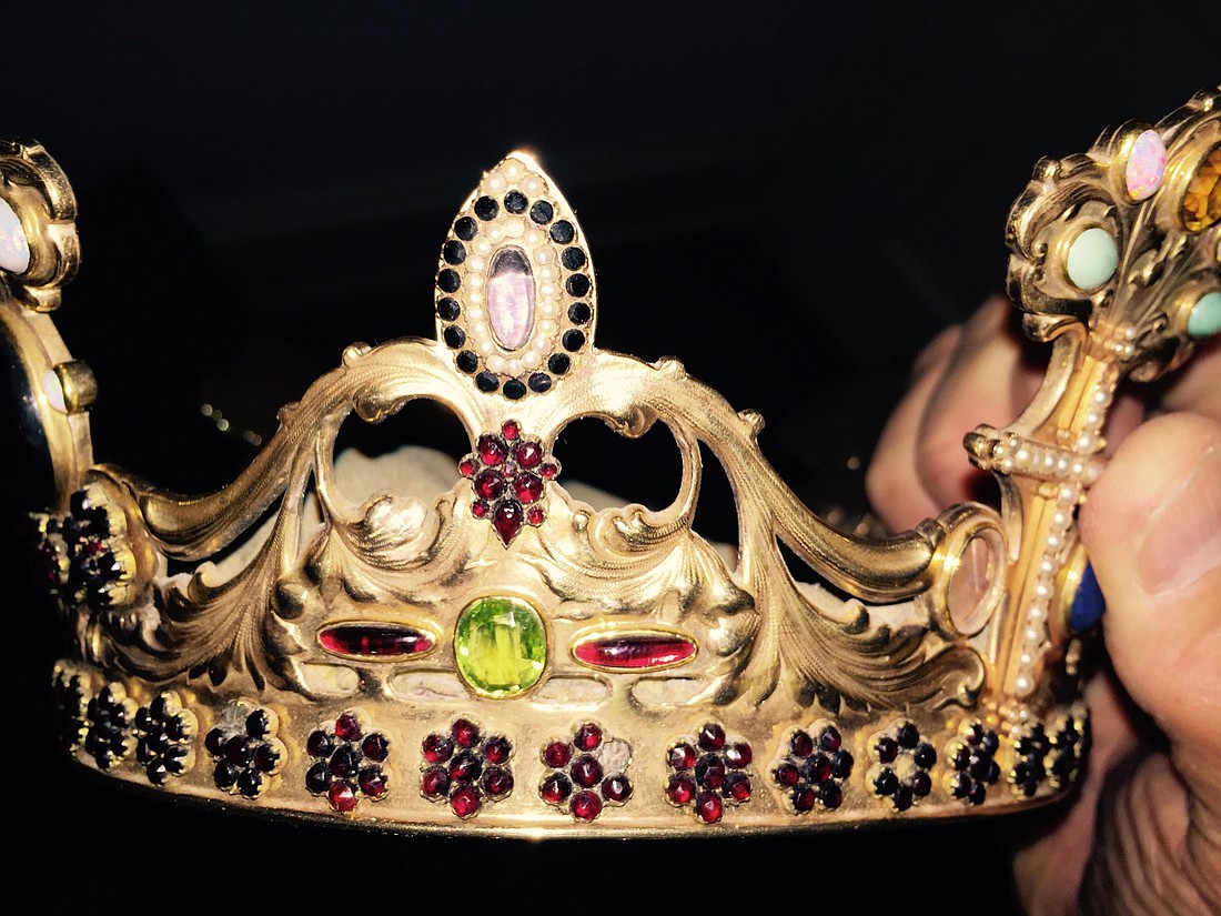 A jeweled Marian crown made by 19th-century immigrants for St. John the Evangelist Church in downtown Philadelphia is pictured in this undated photo. Just after 1 a.m. Jan. 11, 2025, a thief stole the crown valued at $30,000. (OSV News photo/ courtesy of St. John the Evangelist Catholic Church archives)