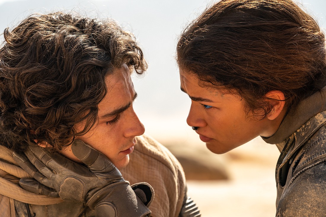 Timothée Chalamet and Zendaya star in a scene from the movie "Dune: Part Two." The OSV News classification is A-III -- adults. The Motion Picture Association rating is PG-13 -- parents strongly cautioned. Some material may not be suitable for children. (OSV News photo/Niko Tavernise, Warner Bros.).