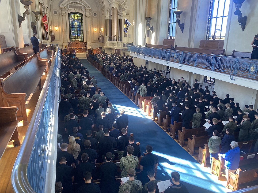 The chapel at the U.S. Naval Academy in Annapolis, Md., where the Catholic community celebrates Mass every Sunday, is pictured in an undated photo. (OSV News photo/courtesy of Grace Sullivan)