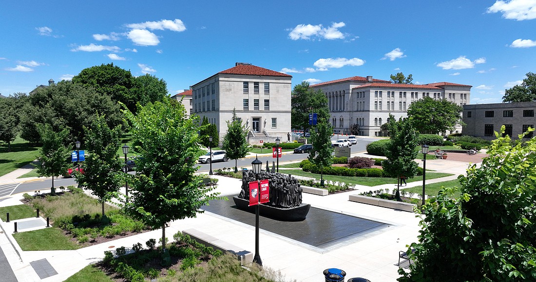 A drone photo shows the campus of The Catholic University of America in Washington May 31, 2024. The university is now recognized as an elite R1 research designation, joining six other Catholic institutions holding that status,  which is granted by the Carnegie Classifications of Institutions of Higher Education. (OSV News photo/courtesy Catholic University of America)