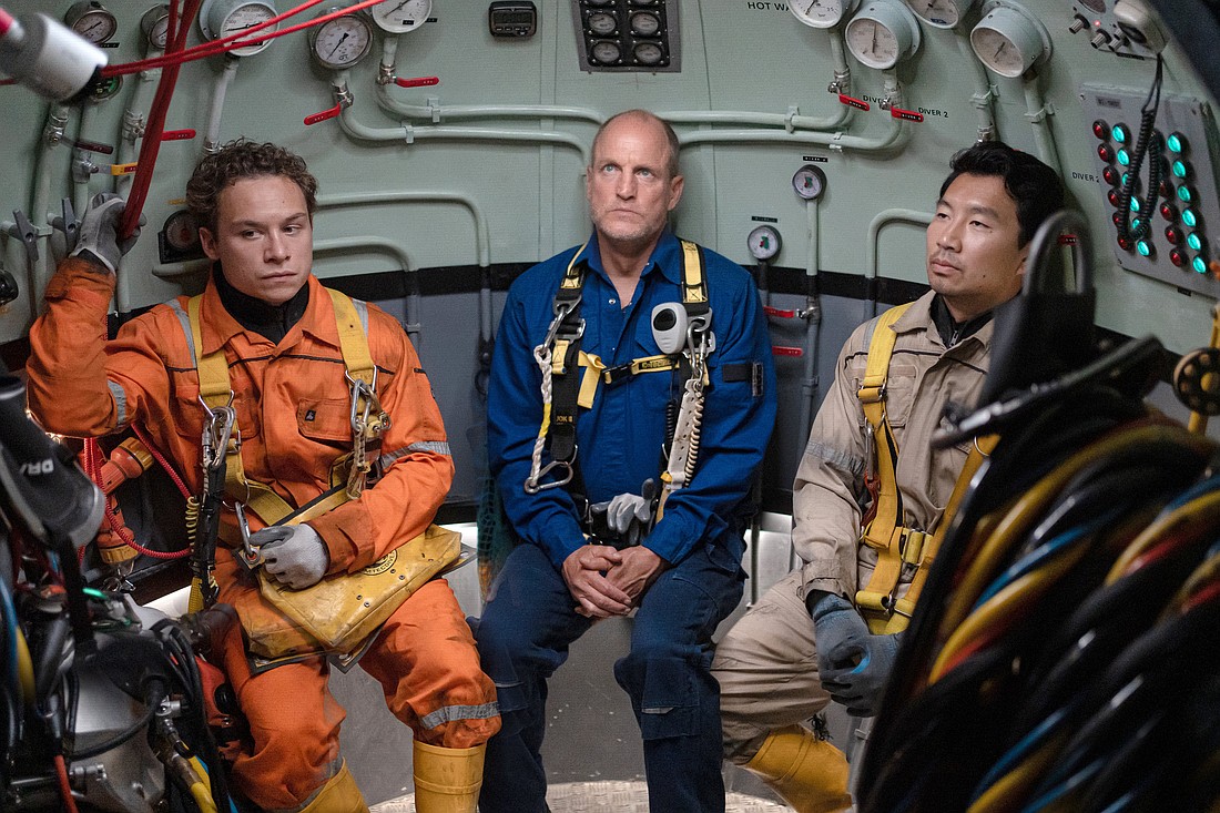 Finn Cole, Woody Harrelson, and Simu Liu, star in a scene from the "Last Breath." The OSV News classification is A-III -- adults. The Motion Picture Association rating is PG-13 -- parents strongly cautioned. Some material may be inappropriate for children under 13. (OSV News photo/Mark Cassar, Focus Features)