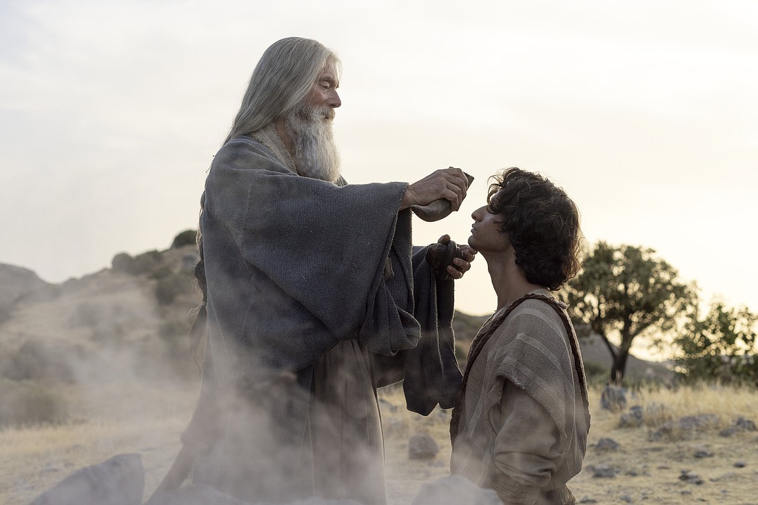 Samuel (Stephen Lang) and David (Michael Iskander) star in a scene from the movie "The House of David." (OSV News photo/Nikos Nikolopoulos, Prime © Amazon Content Services LLC)
