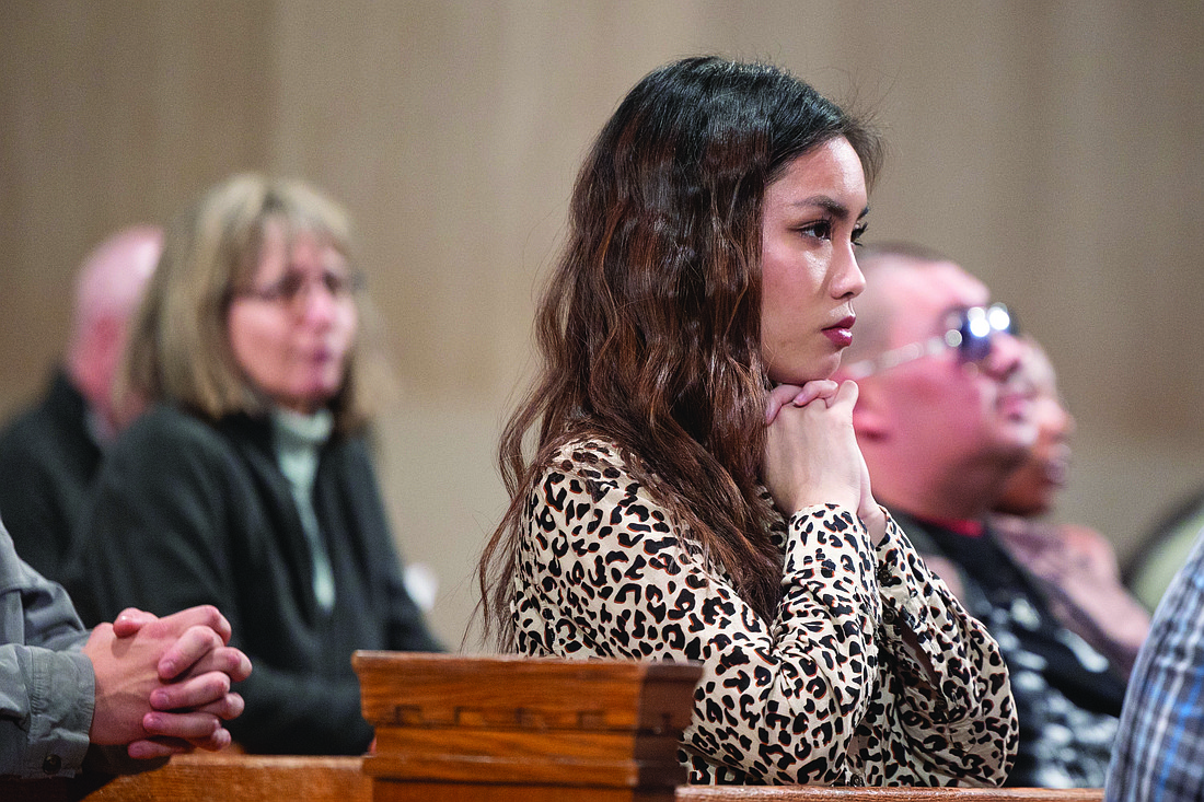 A woman prays during a March 2, 2025, Mass at the Basilica of the National Shrine of the Immaculate Conception offered for the intentions of Pope Francis, who has been hospitalized since Feb. 14. Msgr. Walter Rossi, rector of the national shrine, led the faithful in praying the rosary after the Mass, which was celebrated by Cardinal Christophe Pierre, apostolic nuncio to the United States. (OSV News photo/Mihoko Owada, Catholic Standard)