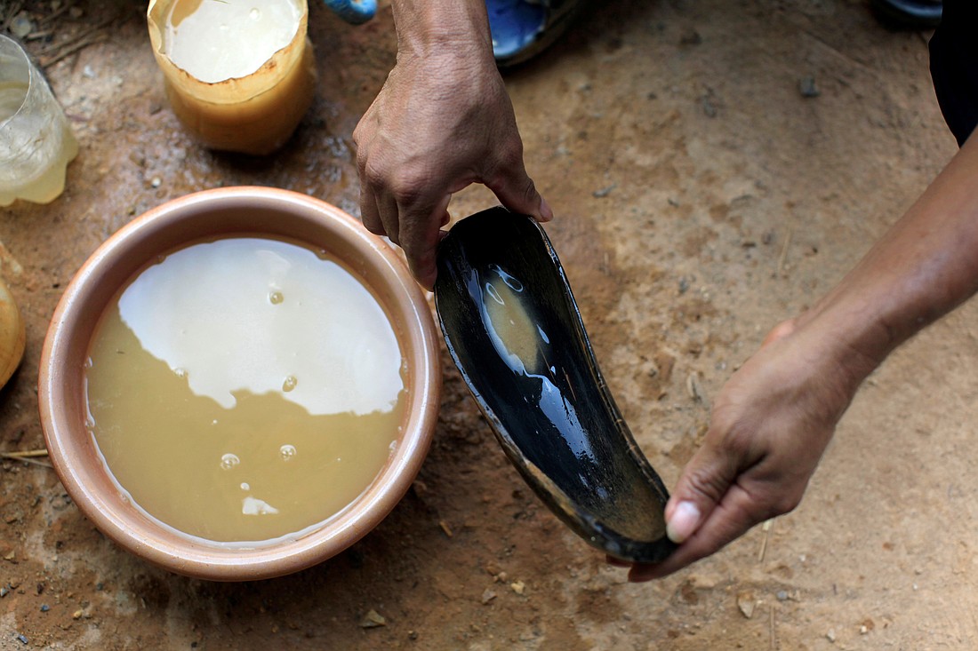 An artisanal miner known as "Guiriseros" tries to separate gold from other minerals at San Sebastian mine in Santa Rosa de Lima, El Salvador, April 26, 2017. Archbishop José Luis Escobar Alas of San Salvador told reporters at a Dec. 1. 2024, news conference that President Nayib Bukele's nascent enthusiasm for gold mining would "cause grave, irrevocable damage to people's lives and health and that doesn't have a price." (OSV News photo/Jose Cabezas, Reuters)