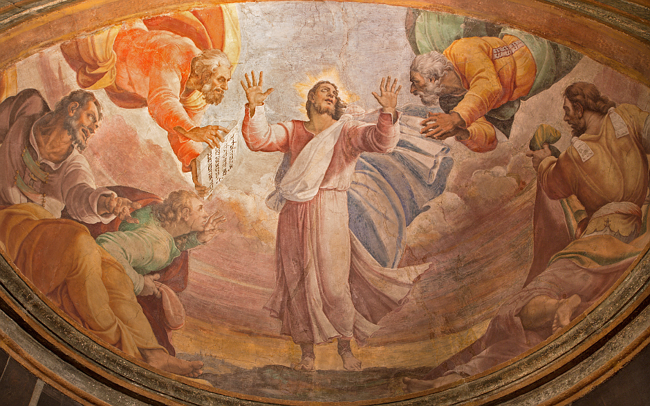 The Transfiguration on the Mount Tabor fresco in Church Santa Maria dell Anima by Francisco. Getty image.