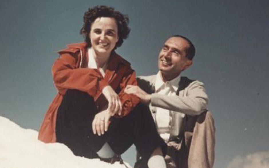 St. Gianna Beretta Molla and her husband, Peitro, are seen in Livrio, Italy, in this 1955 photo. The Italian doctor and mother, who sacrificed her own life for the life of her child, was canonized by St. John Paul II in 2004. (OSV News photo/courtesy Diocese of Springfield)