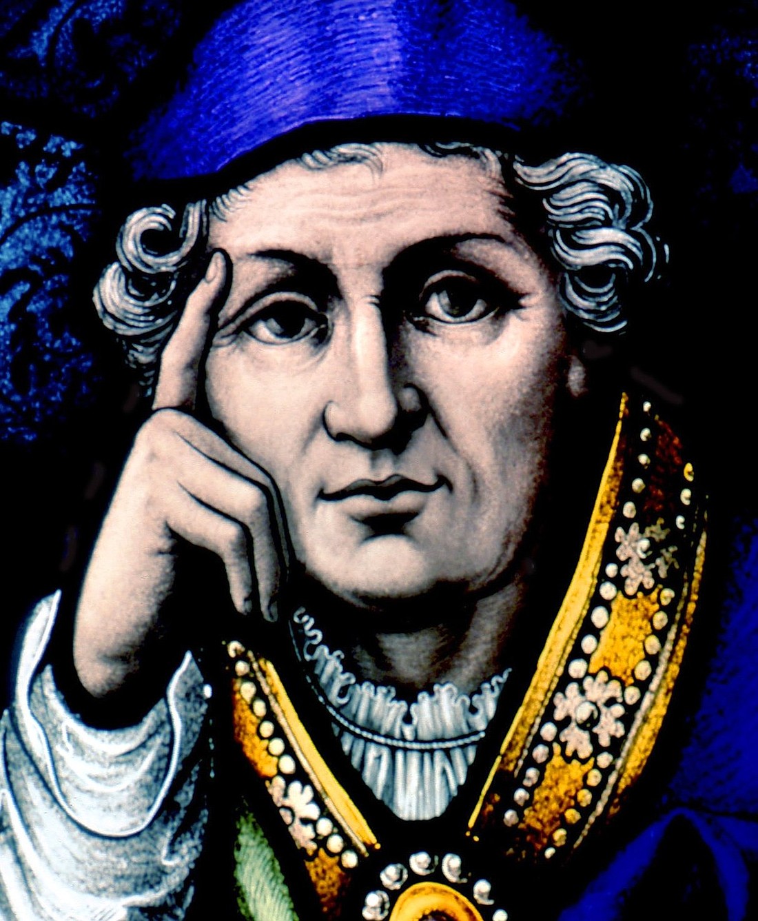 St. Augustine of Hippo is depicted in this stained glass art in Winnipeg, Manitoba, Canada. (OSV News photo/Crosiers)