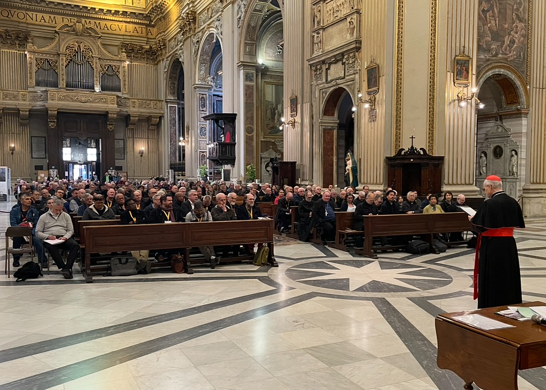 Then-Cardinal Prevost addresses deacons attending the Jubilee of Deacons in Rome last month. Courtesy photos