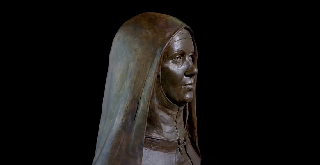 A recreation of St. Teresa of Ávila's face made by Australian professor Jennifer Mann, an expert in forensic medicine, as seen in a March 28, 2025, screenshot. Mann used advanced techniques and the description given in the writings of Mother Maria of St. Joseph, a contemporary of the saint. (OSV News photo/courtesy Order of Discalced Carmelites)