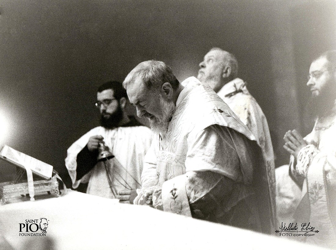 St. Pio of Pietrelcina, known as Padre Pio, is seen in this undated photo that was part of a Vatican-hosted presentation of 10 new photos of the Capuchin saint on April 29, 2024. A habit worn by the beloved saint and other rare relics are coming to the U.S. Oct. 11-18, 2025, brought by Capuchin friars from the very monastery that was home to Padre Pio. (CNS photo/Courtesy Saint Pio Foundation)