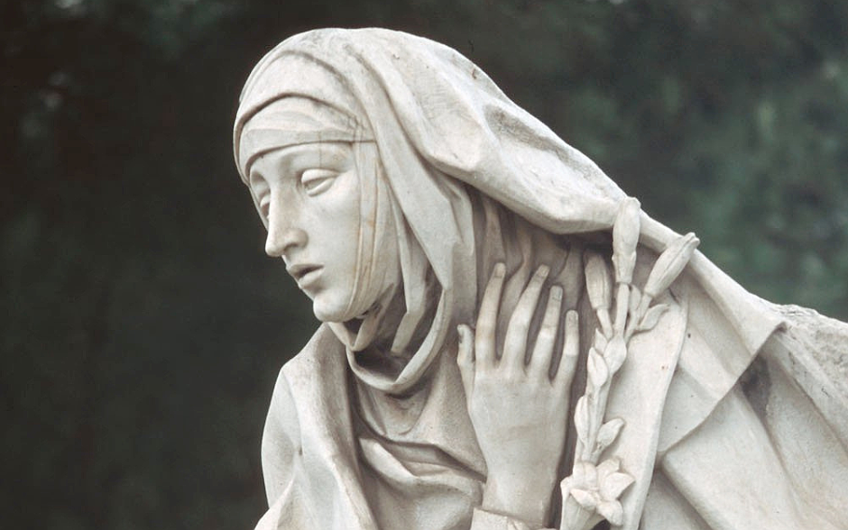 A sculpture of St. Catherine of Siena is pictured in a file photo near Castle Sant'Angelo in Rome. (OSV News photo/CNS file, Nancy Wiechec)