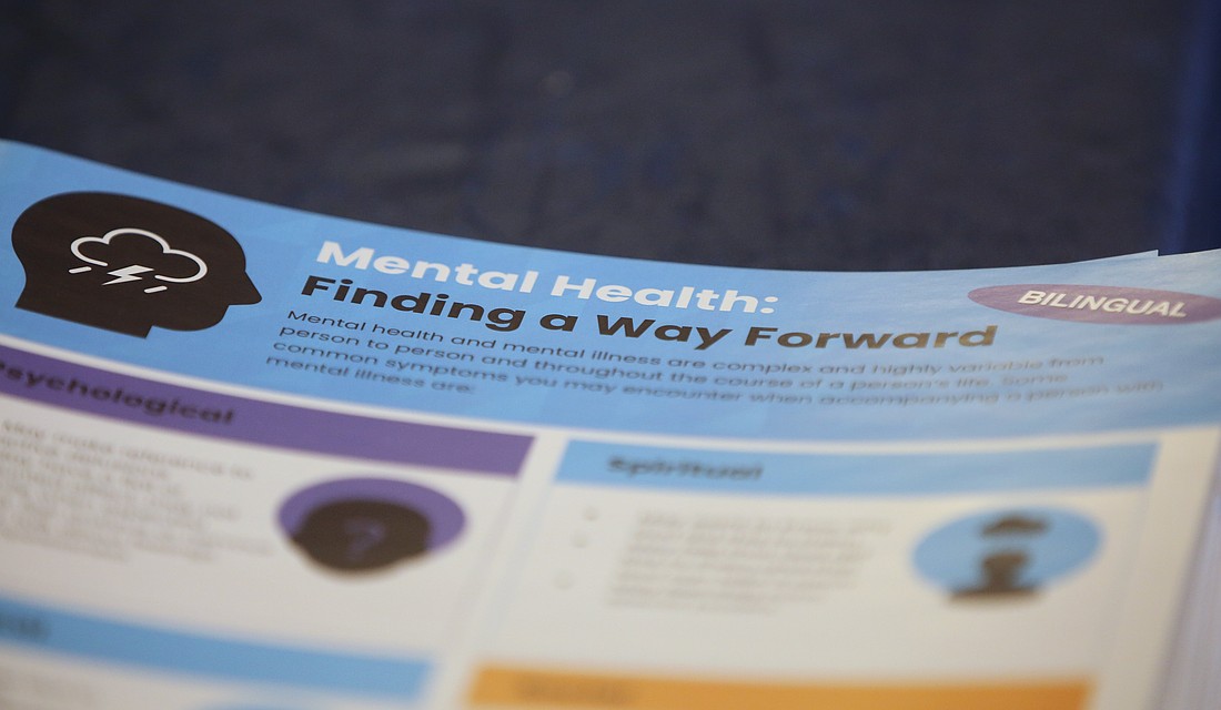A booklet is pictured during a Jan. 28, 2023, lecture titled "Mental Health: Moving Past the Taboo to a Culture of Acceptance" at the Catholic Social Ministry Gathering in Washington. Mental illness in America has been declared an official social health care emergency -- especially since the coronavirus pandemic and as community-fragmenting forms of social media continue to multiply. (OSV News photo/Bob Roller)