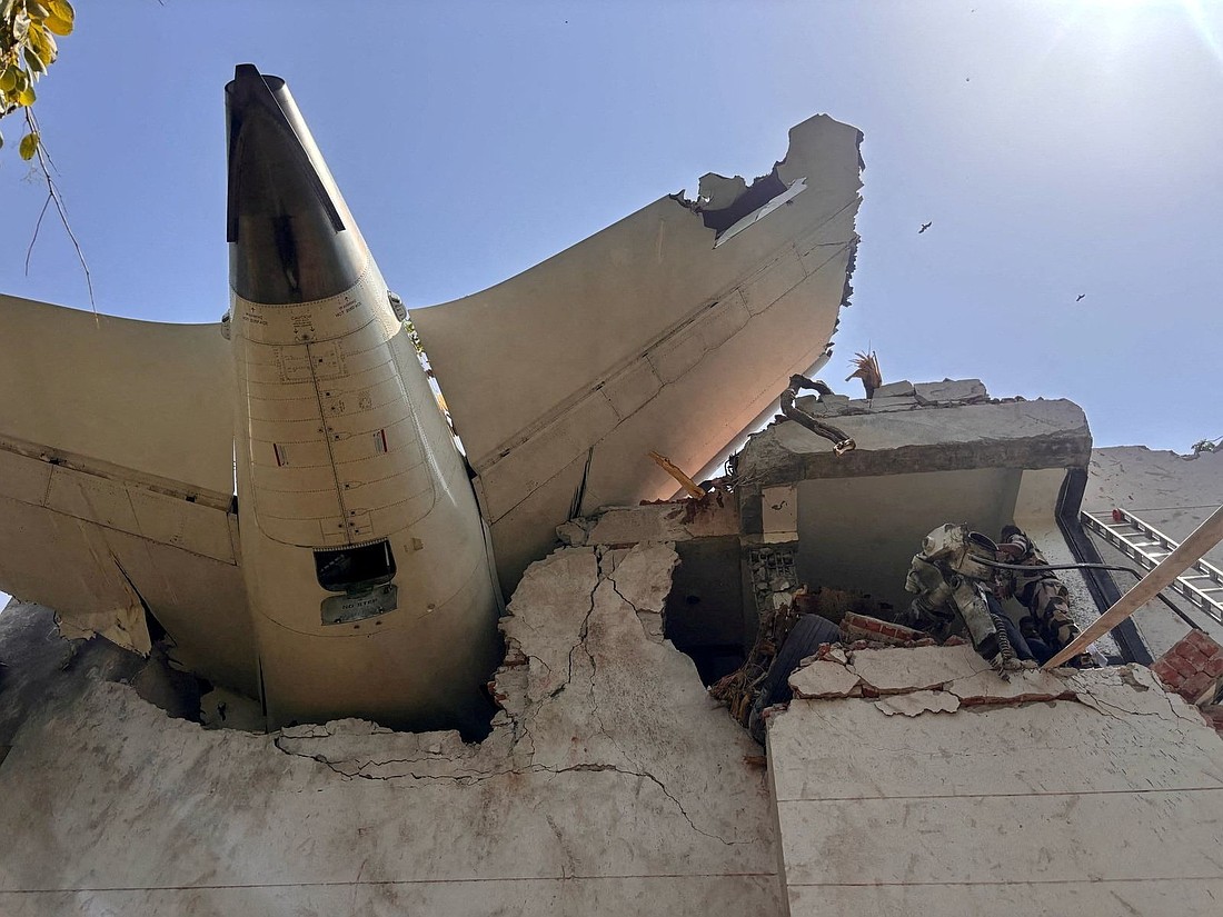 A view shows the rear of an Air India plane following its crash, in Ahmedabad, India, June 12, 2025. The flight crashed midday shortly after takeoff from Ahmedabad airport with more than 240 people on board. (OSV News photo/CENTRAL INDUSTRIAL SECURITY FORCE VIA X/Handout via Reuters) Editors: THIS IMAGE HAS BEEN SUPPLIED BY A THIRD PARTY. MANDATORY CREDIT. NO RESALES. NO ARCHIVES.