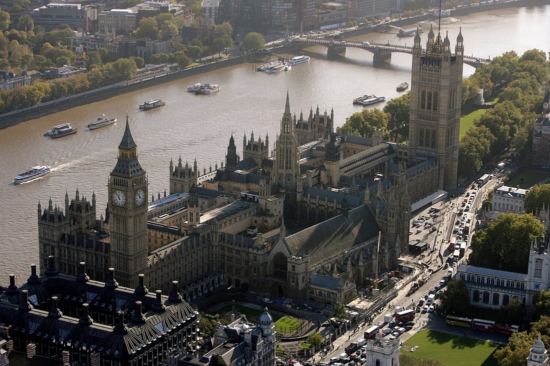This is an aerial view of the Houses of Parliament in London July 11, 2019. Members of British Parliament voted overwhelmingly June 17, 2025, in favor of decriminalizing abortion up to birth. (OSV News photo/Kieran Doherty, Reuters)