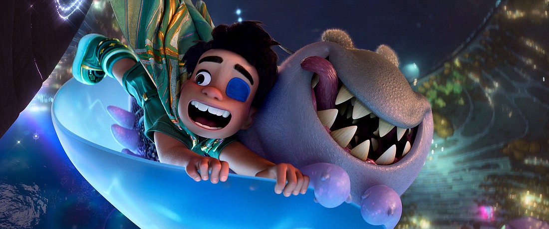 Elio, voiced by Yonas Kibreab, and Glordon, voiced by Remy Edgerly, appear in the animated movie "Elio." The OSV News classification is A-I -- general patronage. The Motion Picture Association rating is PG -- parental guidance suggested. Some material may not be suitable for children. (OSV News/Disney/Pixar)