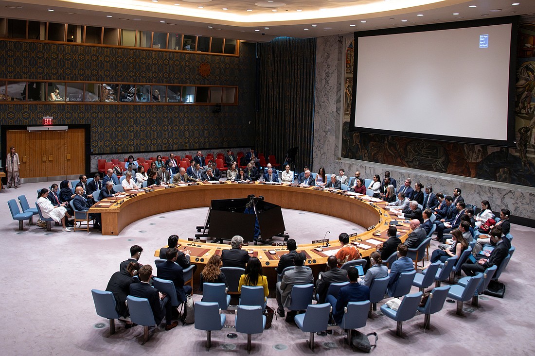 U.N. Secretary-General Antonio Guterres addresses delegates during a meeting of the United Nations Security Council, following U.S attacks on Iran's nuclear sites, at U.N. headquarters in New York City June 22, 2025. (OSV News photo/Eduardo Munoz, Reuters)