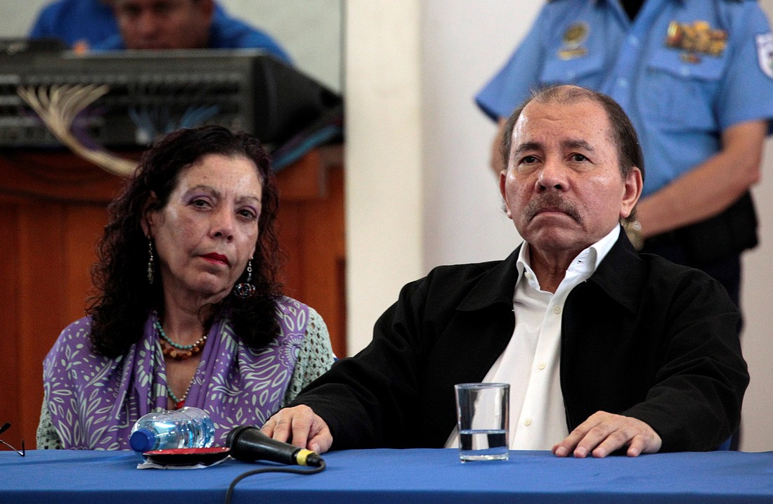 Nicaraguan President Daniel Ortega and his wife, Co-President Rosario Murillo, are seen in file photo. Under the Ortega-Murillo regime, Nicaragua has seen a brutal crackdown on the Catholic Church and faces a human rights crisis, as does neighboring Honduras. On July 7, 2025, the Department of Homeland Security announced it would terminate the designation of Temporary Protected Status for the nations of Honduras and Nicaragua, effective Sept. 8. (OSV News photo/Oswaldo Rivas, Reuters)