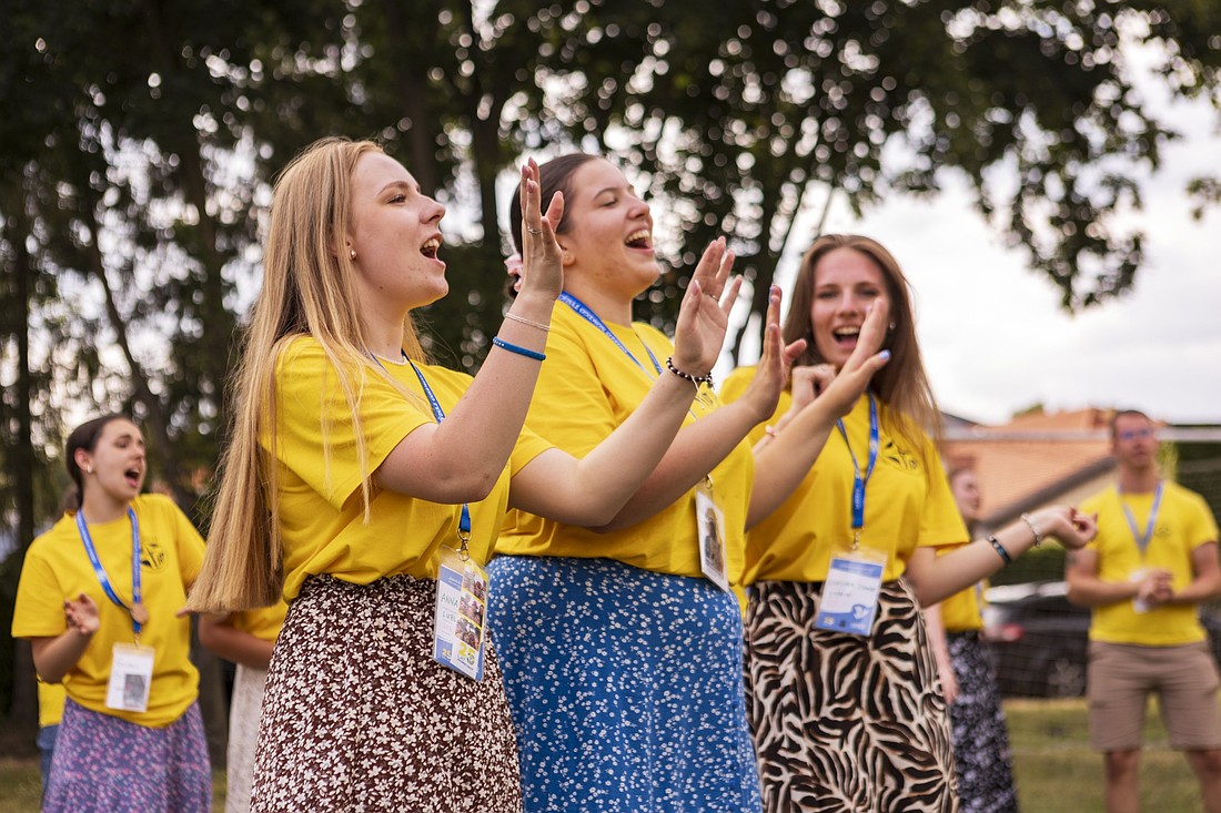 Girls sing and pray at the jubilee pilgrimage of the Foundation "Dzielo Nowego Tysiaclecia" ("Work of the New Millenium") July 19, 2025, in Czestochowa, Poland. The annual pilgrimage and camp marked the 25th anniversary of the foundation, a vibrant "living memorial" to St. John Paul II, supporting talented youth from underprivileged backgrounds. (OSV News photo/courtesy Work of the New Millennium)