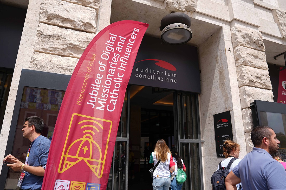 A series of talks and workshops were held at the Auditorium Conciliazione in Rome, July 28, 2025, during the Jubilee of Digital Missionaries and Catholic Influencers. (CNS photo/Lola Gomez)