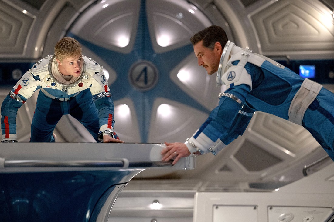 Joseph Quinn as Johnny Storm/Human Torch and Pedro Pascal as Reed Richards/Mister Fantasticin, star in a scene from the movie "The Fantastic Four: First Steps." The OSV News classification is A-III -- adults. The Motion Picture Association rating is PG-13 -- parents strongly cautioned. Some material may be inappropriate for children under 13. (OSV News photo/Jay Maidment, Disney).