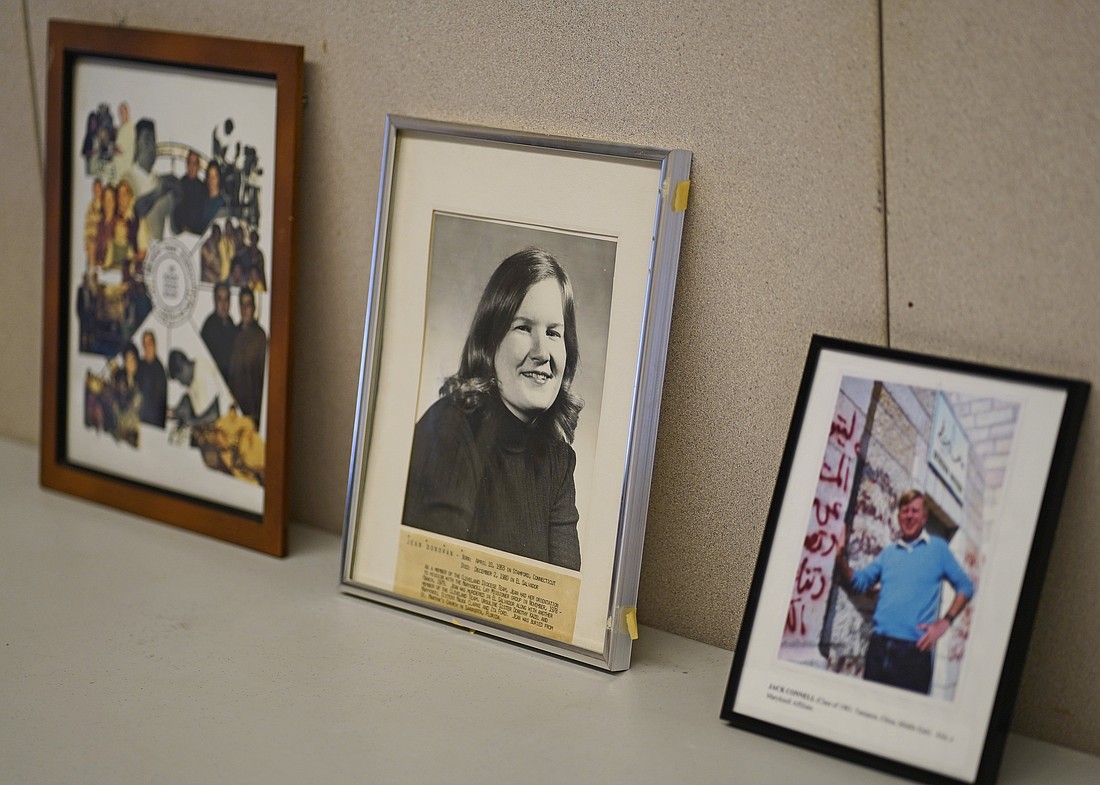 A portrait of the late Jean Donovan, a missioner from the Diocese of Cleveland, Ohio, who received her orientation to mission with the Maryknoll Lay Missioners, is displayed Aug. 16, 2025, during a weekend gathering at the Maryknoll Society Center in Maryknoll, N.Y., marking the 50th anniversary of the founding of the Maryknoll Lay Missioners. Donovan, Ursuline Sister Dorothy Kazel and Maryknoll Sisters Maura Clarke and Ita Ford were killed by national guardsmen while serving in mission in El Salvador in 1980. (OSV News photo/Gregory A. Shemitz)