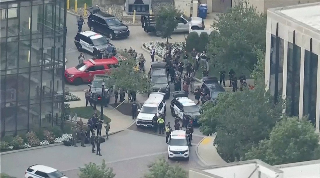 Police officers respond to reports of an active shooter at Villanova University in Pennsylvania, Aug. 21, 2025, in this screen grab taken from video. (OSV News photo/ABC affiliate WPVI/handout via Reuters)
