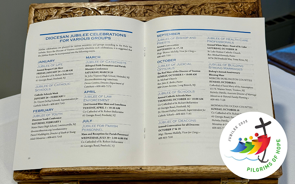 Pictured is the booklet of diocesan celebrations for the Jubilee of Hope, available at dioceseoftrenton.org/jubilee-2025.