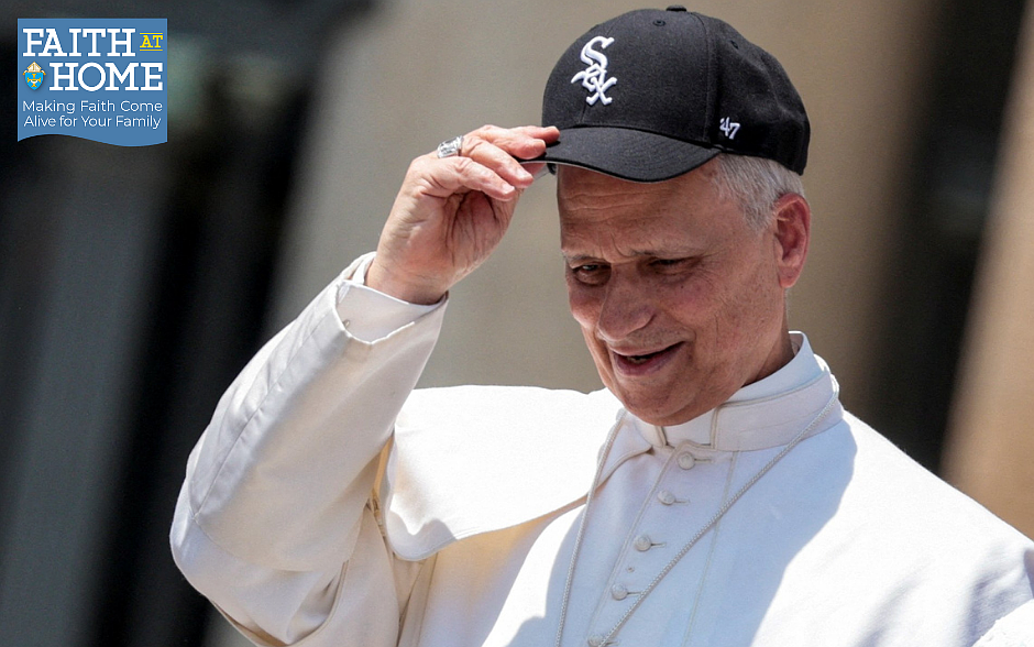 Pope Leo XIV wears a Chicago White Sox baseball cap during his weekly general audience in St. Peter's Square at the Vatican June 11, 2025. (OSV News photo/Remo Casilli, Reuters)