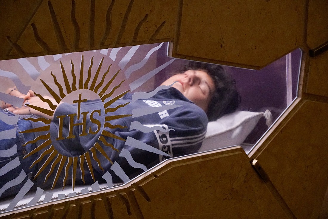 The tomb of Blessed Carlo Acutis is seen in the Church of St.  Mary Major in Assisi, Italy, April 1, 2025. The planned canonization of Blessed Carlo in Rome, was put on hold until the election of a new pope. (CNS photo/Justin McLellan)