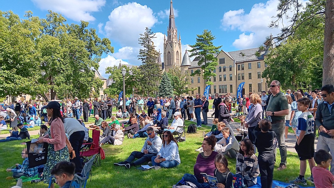 Catholics gather at the University of Notre Dame in Indiana Sept. 7, 2025, to pray the rosary and celebrate the life and ministry of Father Patrick Peyton, a Holy Cross priest and a Notre Dame graduate named "Venerable" in 2017 who encouraged families to pray the rosary together. (OSV News photo/Catherine O’Dell)