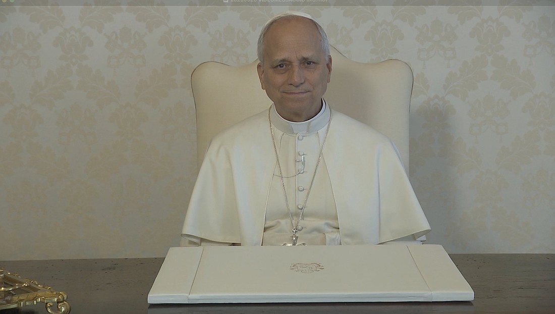 Pope Leo XIV is seen in a screen grab from his video appeal Oct. 13, 2025, asking Catholic parishes around the world to observe World Mission Sunday Oct. 19 and to support the missions with their prayers and financial contributions. (CNS photo/screen grab, Vatican Media)