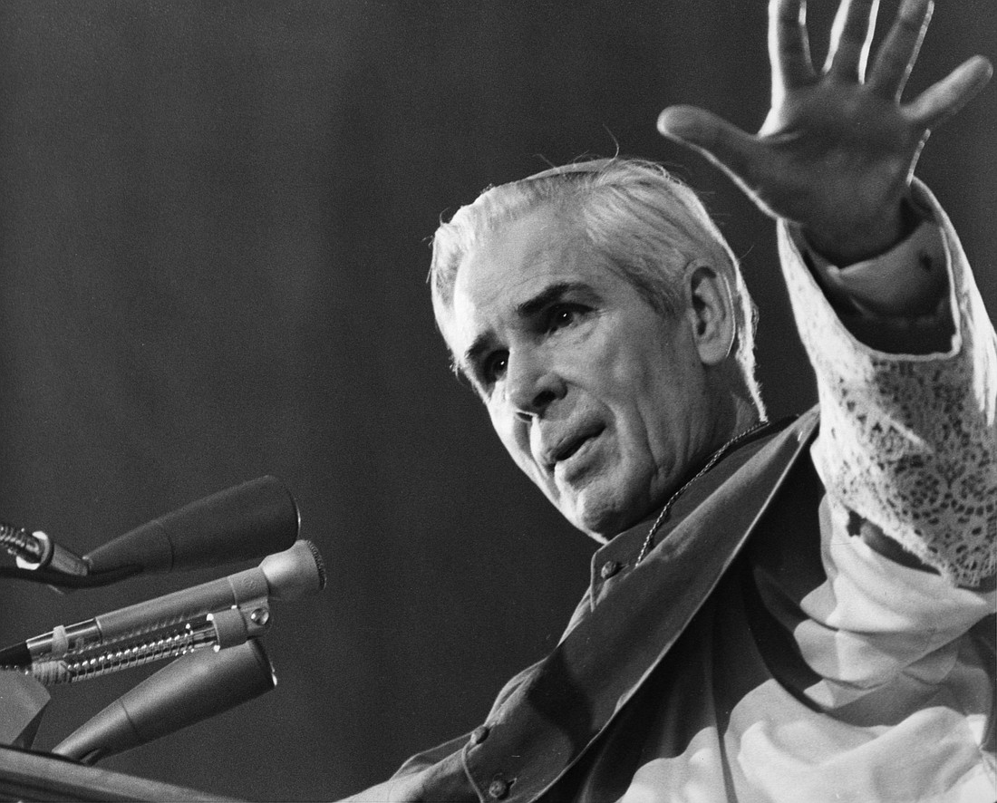 Archbishop Fulton J. Sheen, pictured in an undated photo, is remembered as one of the most influential and innovative evangelists in American history. Once dubbed "God's microphone," Sheen announced God's truth in a nonconfrontational, yet no less life-giving, manner to untold millions through radio, print and television. (OSV News file photo)