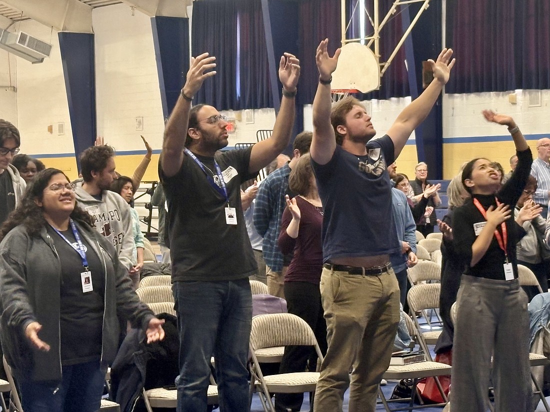 Garden State Revivals join in a prayer experience. Robert Delaney photo