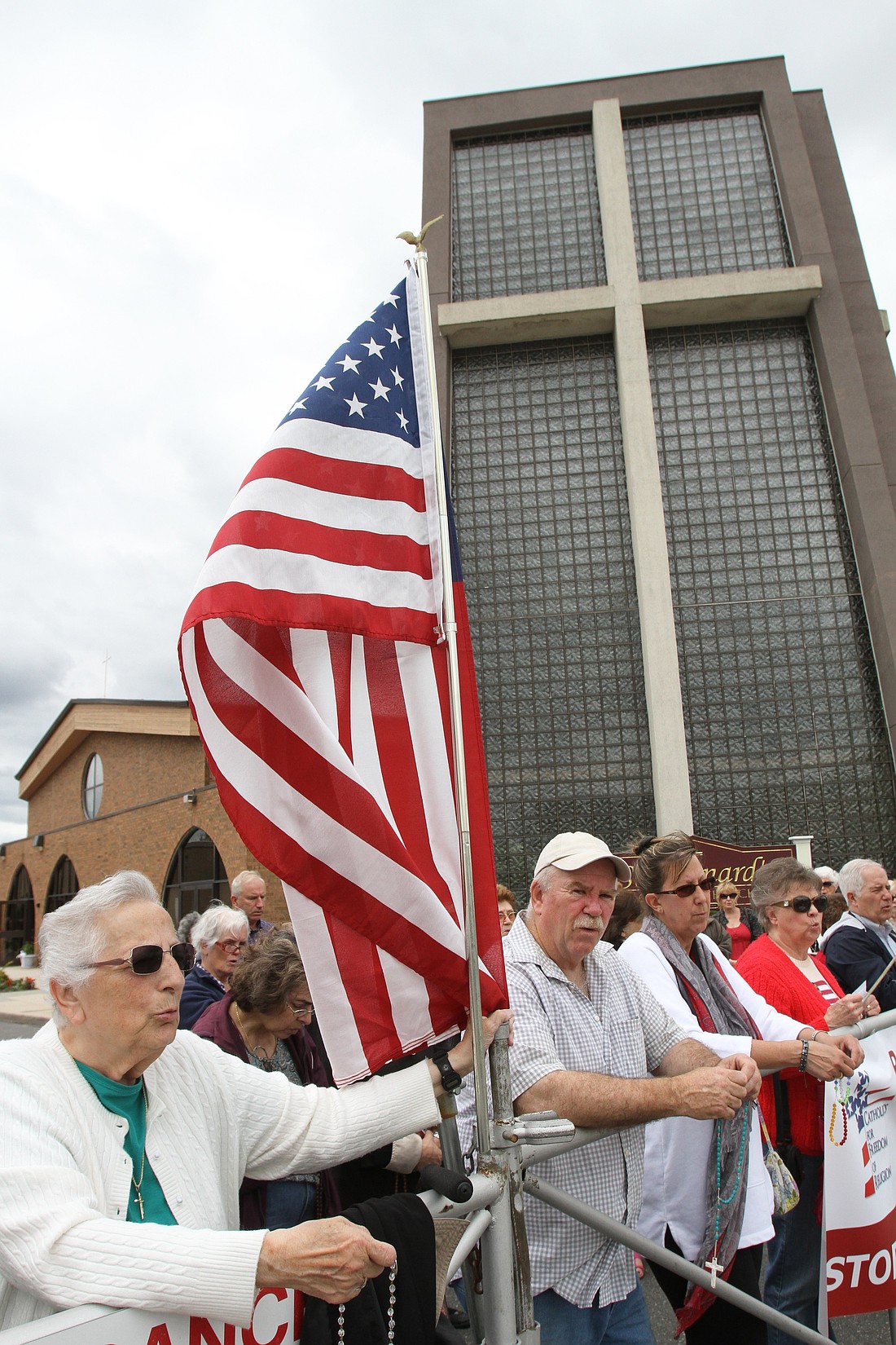 Participants are pictured in a file photo praying during a rosary rally for religious freedom at St. Bernard Church in Levittown, N.Y. A 2025 study indicates a growing number of U.S. adults see religion as gaining influence in public life -- with more Americans saying religion has a positive impact on society. (OSV News photo/Gregory A. Shemitz, Long Island Catholic)