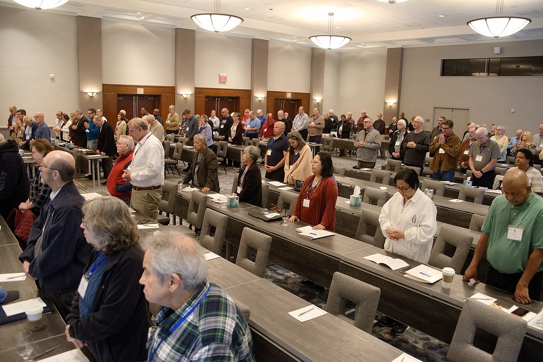 Deacons of the Diocese and their wives pray during the Mass celebrated by Bishop O’Connell on Oct. 18. Joe Moore photos