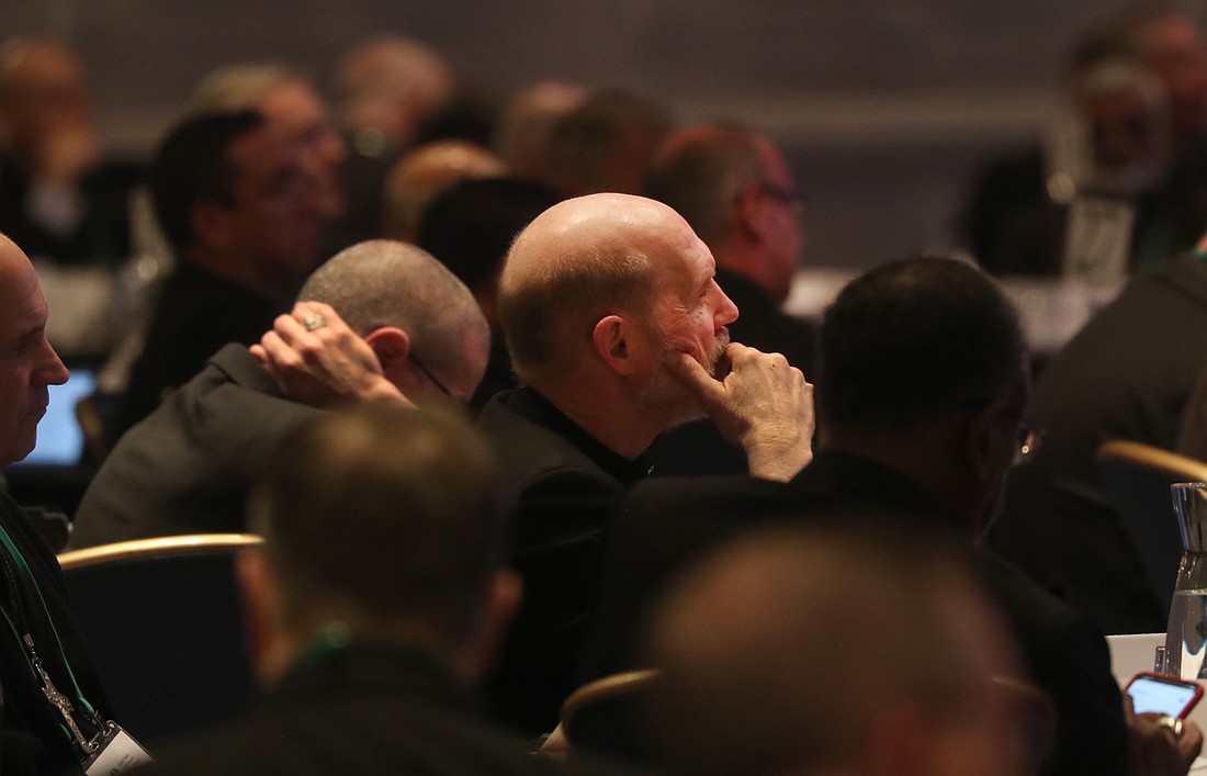 Bishops attend a Nov. 11, 2025, session of the fall general assembly of the U.S. Conference of Catholic Bishops in Baltimore. (OSV News photo/Bob Roller)