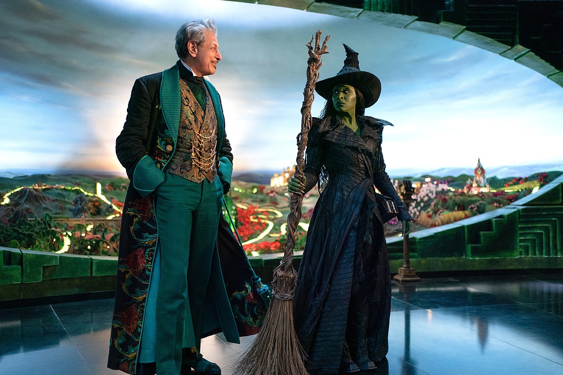 Jeff Goldblum is The Wizard of Oz and Cynthia Erivo is Elphaba in "Wicked: For Good," directed by Jon M. Chu. OSV News classification, A-III -- adults. The Motion Picture Association rating is PG -- parental guidance suggested. Some material may not be suitable for children. (OSV News photo/Universal)