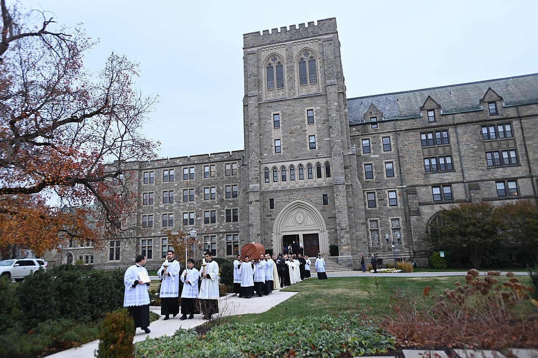 The relics of St. Therese of Lisieux are transferred from the Theological College at the Catholic University of America to the Basilica of the National Shrine of the Immaculate Conception in Washington Nov. 20, 2025, as part of a nation-wide relics tour. (OSV News photo/Patrick Ryan, Catholic University of America)