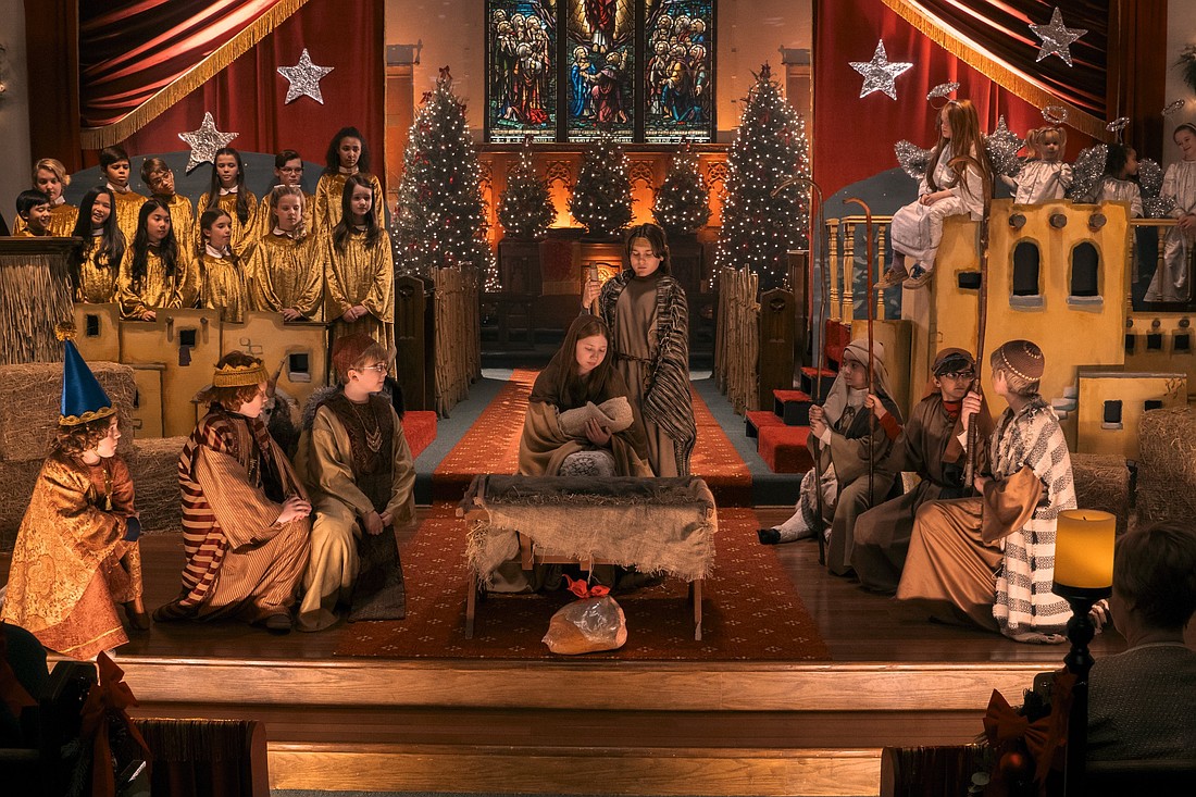 Essek Moore, Ewan Wood, Lorelei Olivia Mote, Matthew Lamb, Molly Wright, Beatrice Schneider, Mason Nelligan, Kynlee Heiman, and Sebastian Billingsley-Rodriguez, star in a scene from the movie "Best Christmas Pageant Ever." The OSV News classification is A-II -- adults and adolescents. The Motion Picture Association rating is PG -- parental guidance suggested. Some material may not be suitable for children. (OSV News photo/Allen Fraser, Lionsgate)