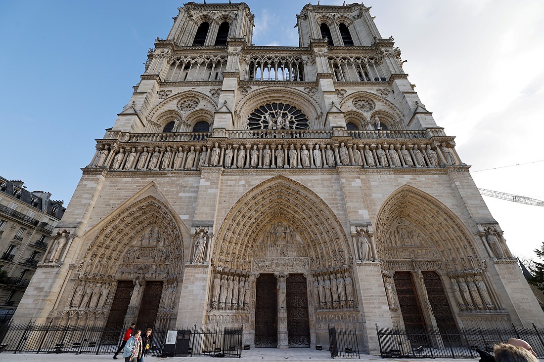 The facade of the Notre Dame Cathedral in Paris is seen Dec. 7, 2024. (OSV News photo/Ludovic Marin/Reuters)