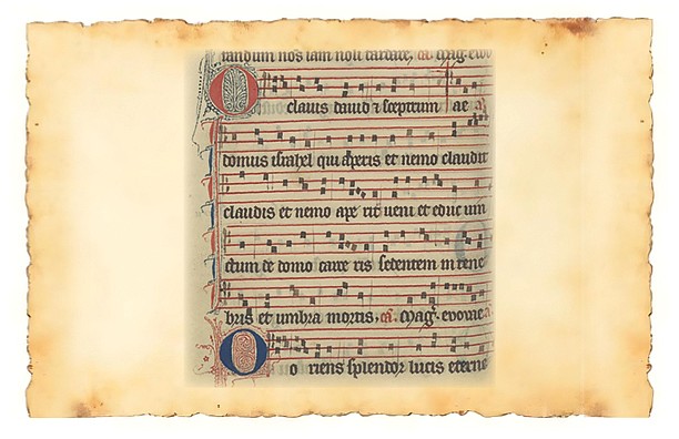 Antiphon O Clavis; Advent Antiphons, Master of the Méliacin Antiphonary, Dominican Order. Order of Preachers. Published 1300. Public domain