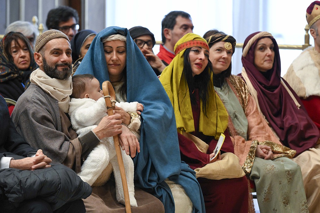 Actors take part in a live Nativity scene at Rome’s Basilica of St. Mary Major Dec. 13, 2025. (CNS photo/Vatican Media)