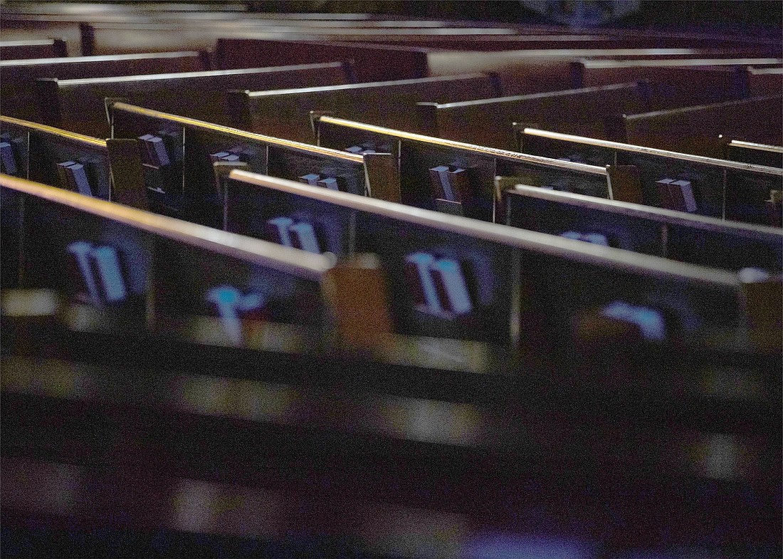 Empty pews are seen in a file photo. A new study from Pew Research Center released Dec. 15, 2025, looks at the various reasons why Americans, including Catholics, leave their faiths -- with most who exit their childhood religious traditions doing so by age 30. (OSV News photo/Tyler Orsburn)
