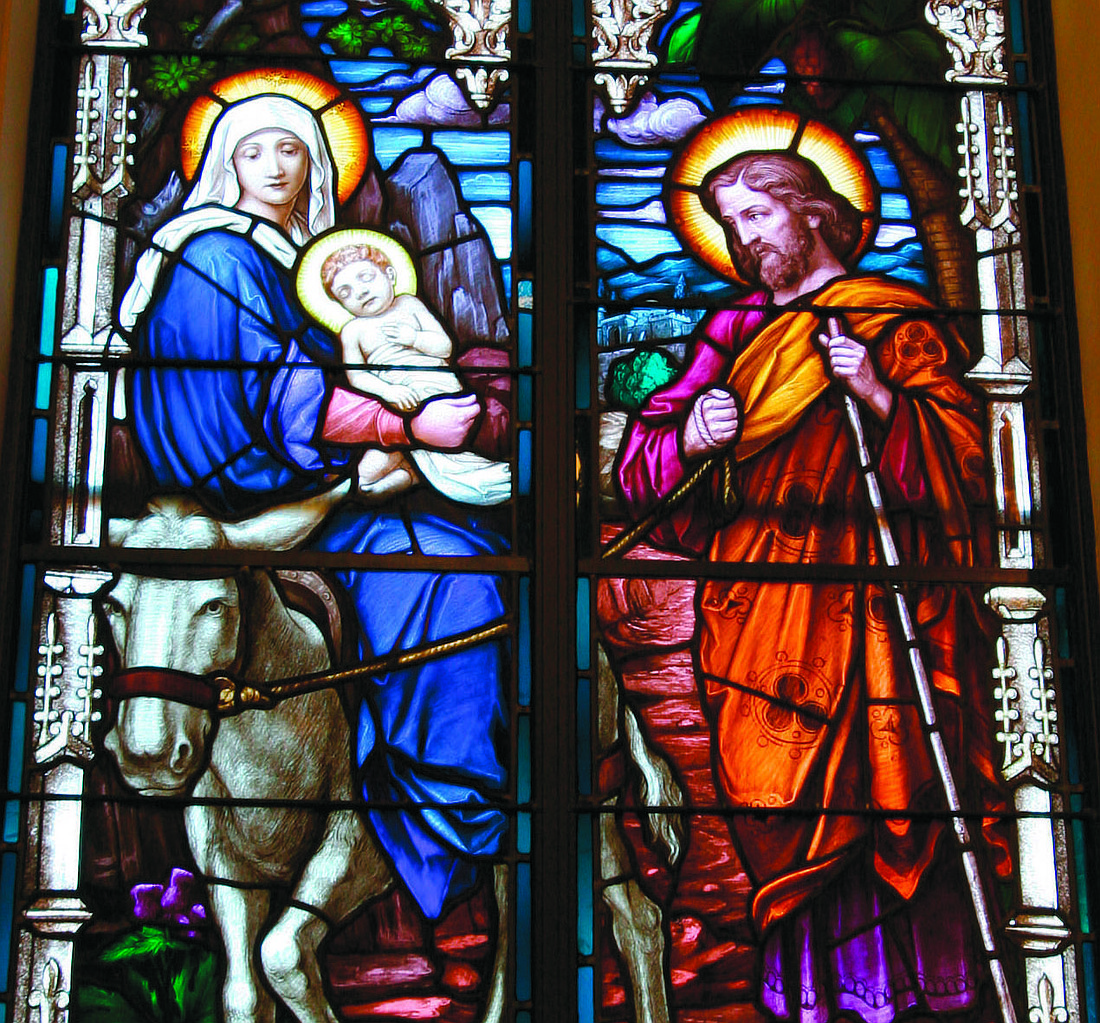 This stained glass image of the Nativity is found in St. Mary Church, Bordentown, part of Mary, Mother of the Church Parish, Bordentown. For his Gospel reflection for the Fourth Sunday of Advent, Father Garry Koch speaks of how the Eucharist is made possible through Christ's Incarnation. File photo