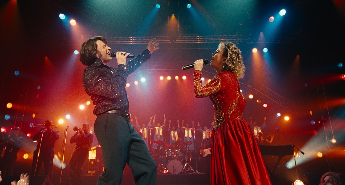 Hugh Jackman as Mike Sardina and Kate Hudson as Claire Stengl star in a scene from the movie "Song Sung Blue." The OSV News classification is A-II -- adults and adolescents. The Motion Picture Association rating is PG-13 -- parents strongly cautioned. Some material may be inappropriate for children under 13. (OSV News photo/Focus Features)